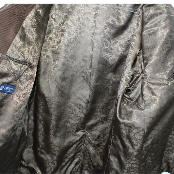 Vintage Stafford Men's Stafford Corduroy Blazer Tan Gray Elbow Patch  Size 50R - Picture 5 of 9